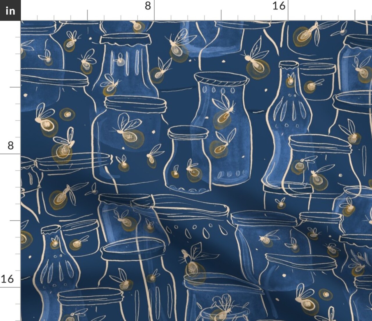 Firefly Jars Catching Fireflies Custom Printed Fabric by Spoonflower Various Fabrics by the Yard or Fat Quarter 12314307